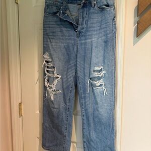 Blank NYC Blue Boyfriend Jeans with Distressed Details